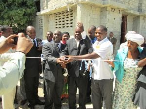 Ribbon cutting of a new healing waters hygiene station in Haiti